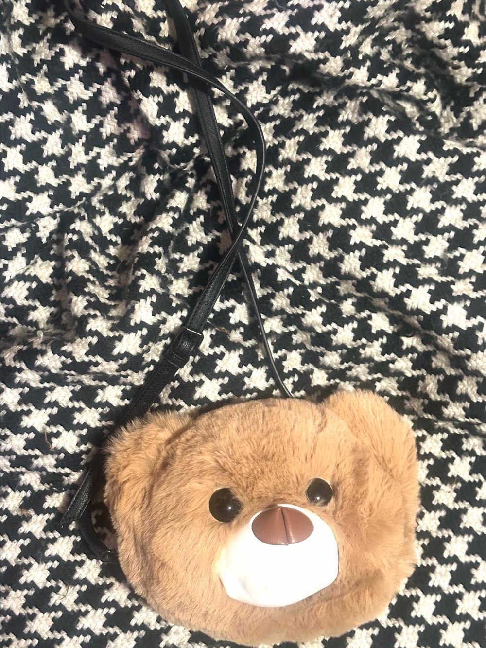 Plush Bear Crossbody Bag in Light Brown